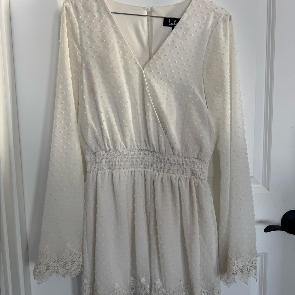Lulu's Cream Long Sleeve Jumpsuit